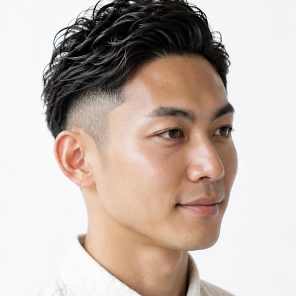 強めのパーマ刈り上げ