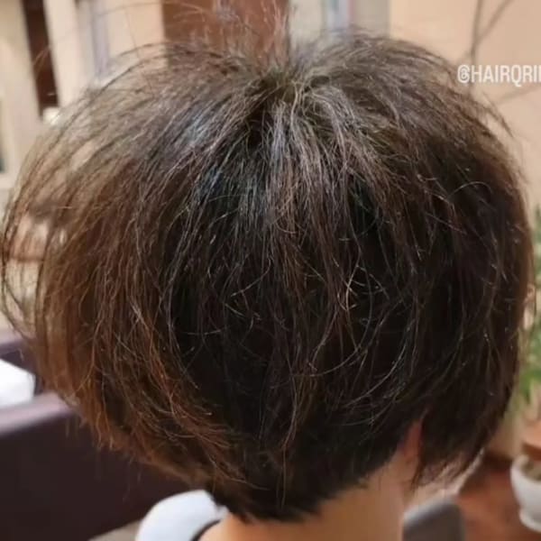 京都　広がるくせ毛がまとまる　ドライカットでボブスタイル|hair Qril
