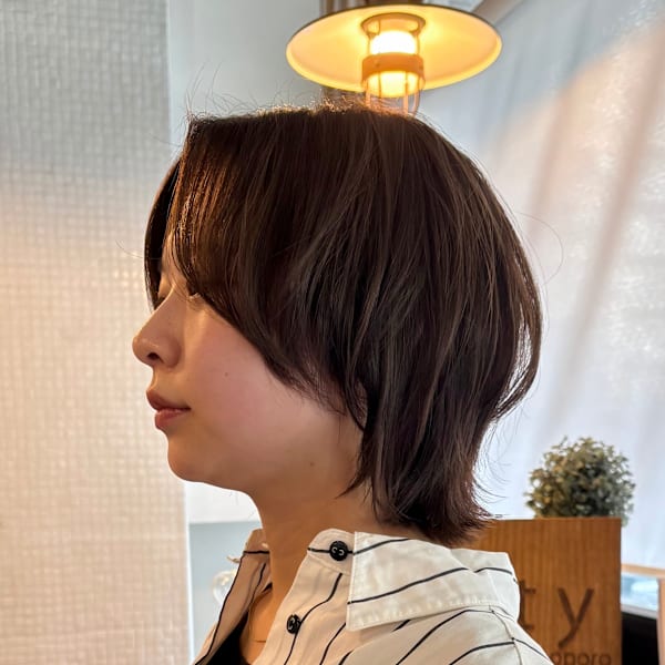 シフォンウルフボブ×透明感オリーブベージュ［円山］|tity sapporo