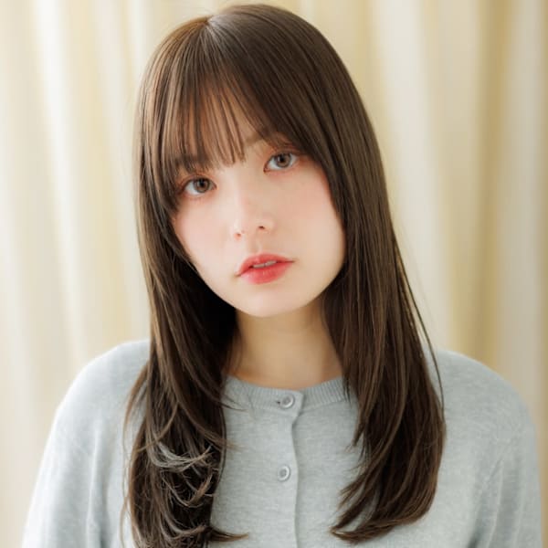 グレージュアッシュ大人美人ワンホンレイヤーロング30代40代