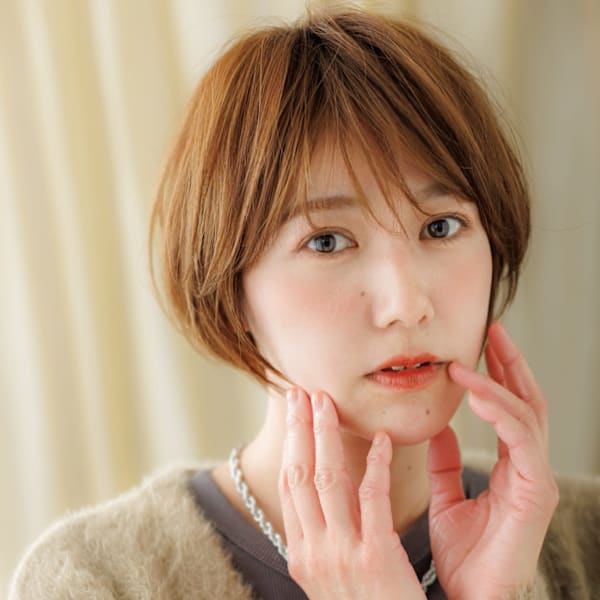 透明感オレンジベージュ12トーン小顔丸みショート20代30代