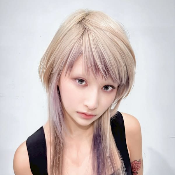 インナーカラー ルーツカラー ブリーチデザインカラー ウルフ