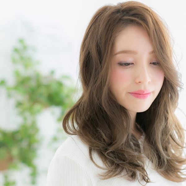 かきあげバング大人巻きロングウルフ