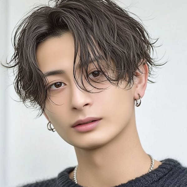 メンズセンターパート・ニュアンスミディ