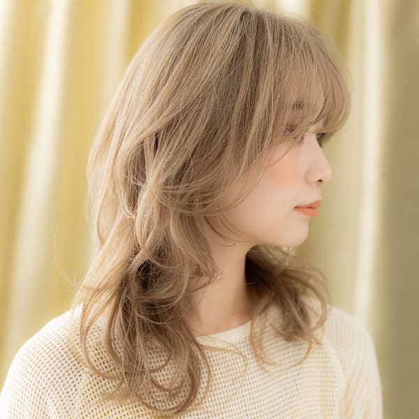 ミルクティーブロンドデジタルパーマクラゲカット20代30代