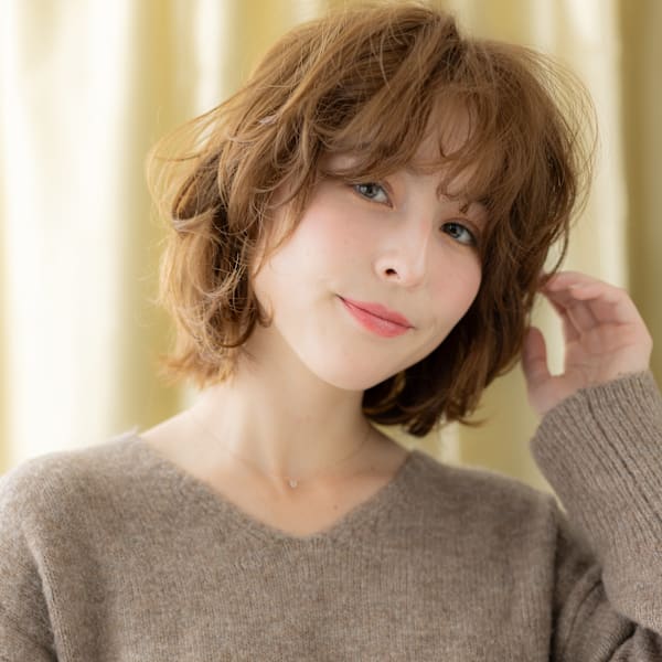 12トーンブリーチなしデジタルパーマゆるふわボブ30代40代