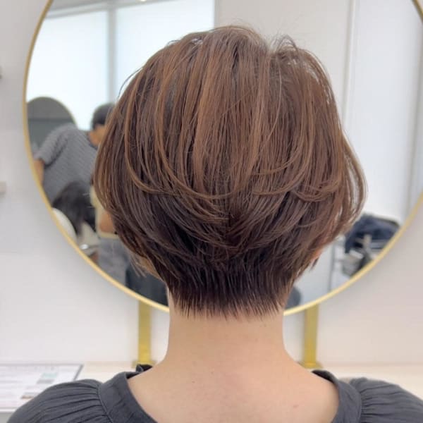 大人可愛い40代50代60代くびれショートボブ白髪ぼかし大鷲