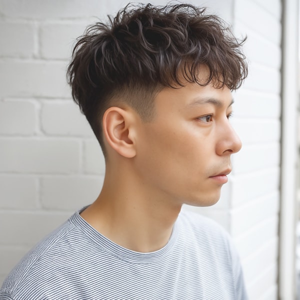 波巻きツイストスパイラル刈り上げマッシュp2 ツーブロック