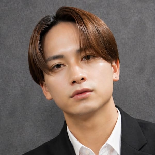 曲がる縮毛矯正×センターパート×ニュアンスパーマ×men's