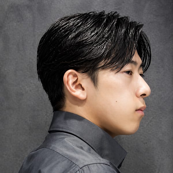 センターパート×ニュアンスパーマ×曲がる縮毛矯正×men's