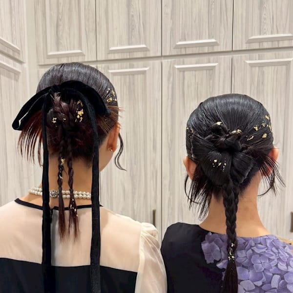 金箔×タイトシニヨン編みおろしアレンジ