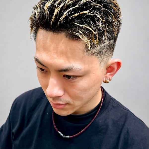 オールバックスパイラル×テーパーフェード