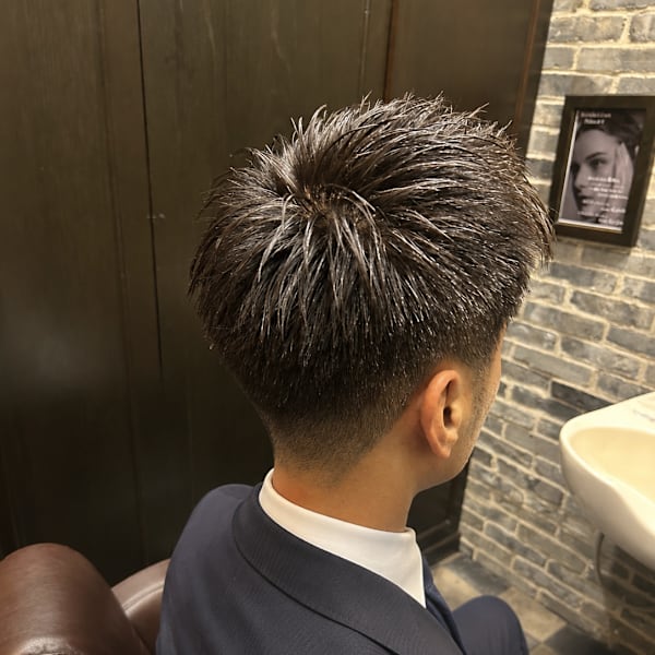 アップバングショート×フェード