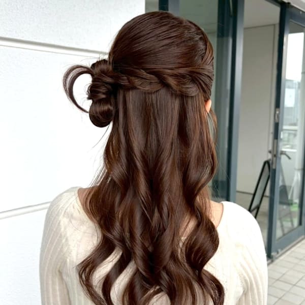 ヘアアレンジ くるみちゃんへア ロングヘア ハーフアップ