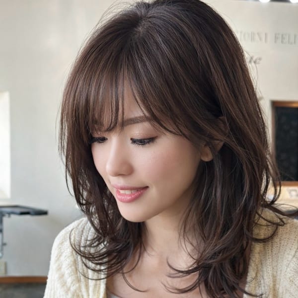 大人可愛い韓国風🌟フェイスレイヤーミディアム