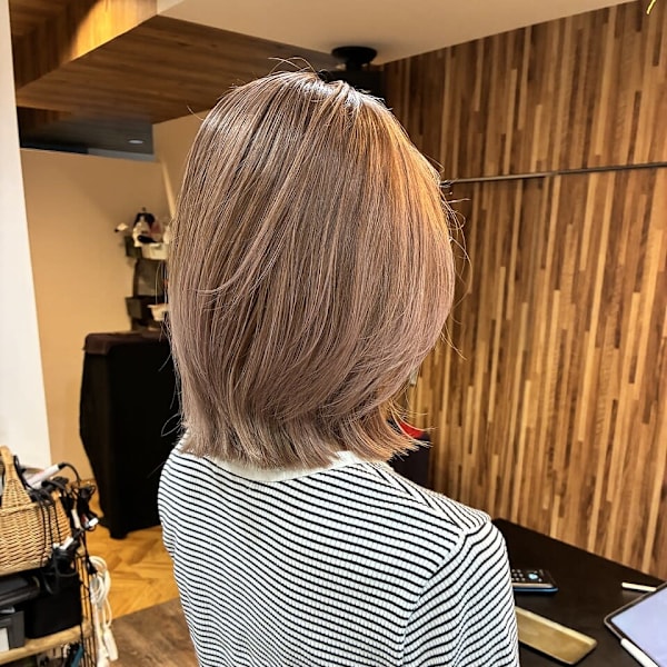 細かいハイライトで作るピンクベージュ☆