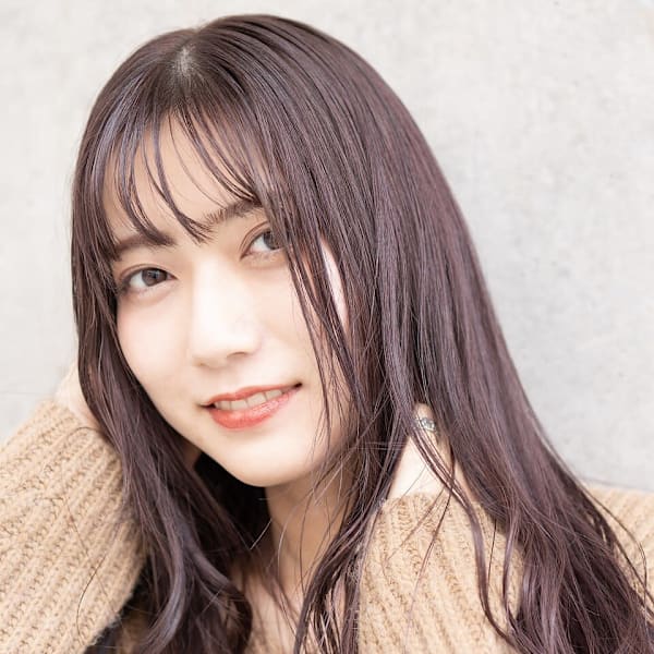 抜け感シアー前髪×ラベンダーカシスカラー