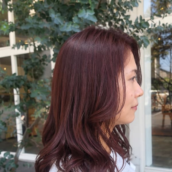 透明感ボルドーカラー/ロング艶カラー大人カラー藤枝静岡