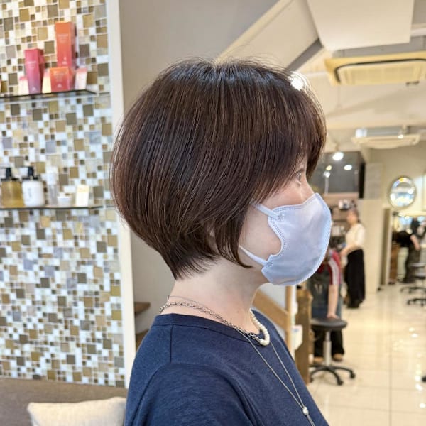 暗めカラーグランマッシュデザインカラーくびれショートボブ|Neolive aim 横浜店