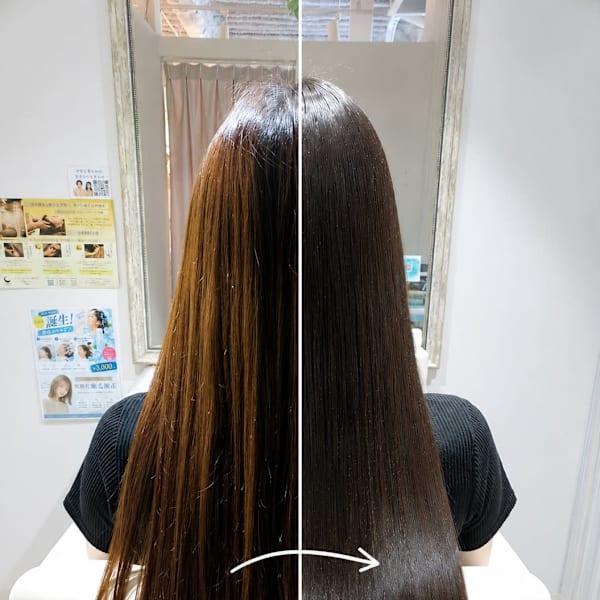 乾かすだけで艶まとまる美髪ストレート|髪質改善サロンL'oiseau Bleu ロアゾブルー 千早店