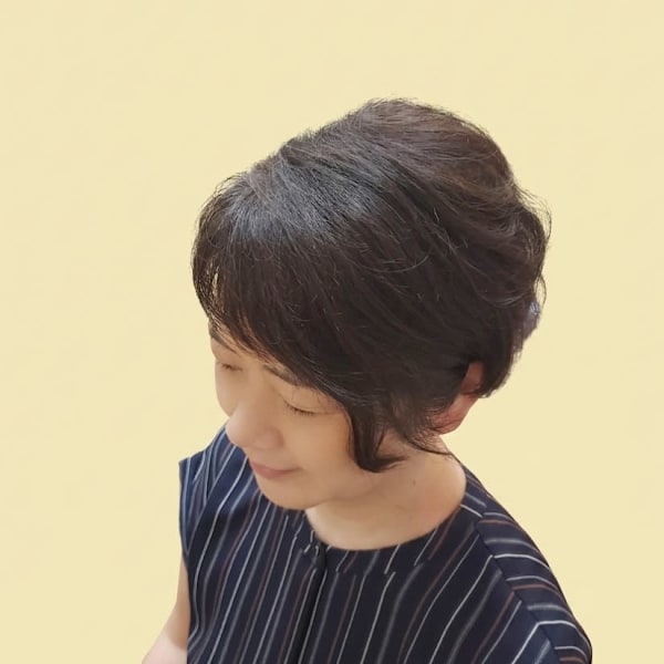 360度美フォルムのふんわりショート×暗髪で白髪ぼかし☆