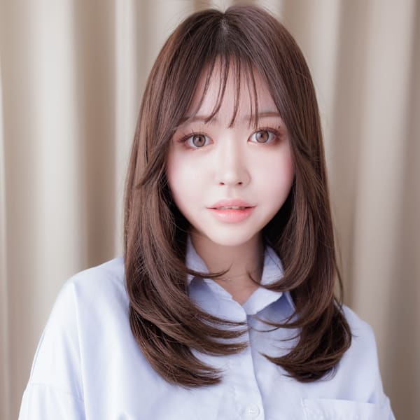 オリーブベージュメテオストレートレイヤーロング20代30代