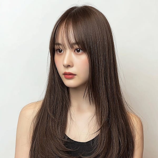 シースルーバング 髪質改善 韓国ヘア レイヤーカット 艶髪|orangepeco【オレンジペコ】