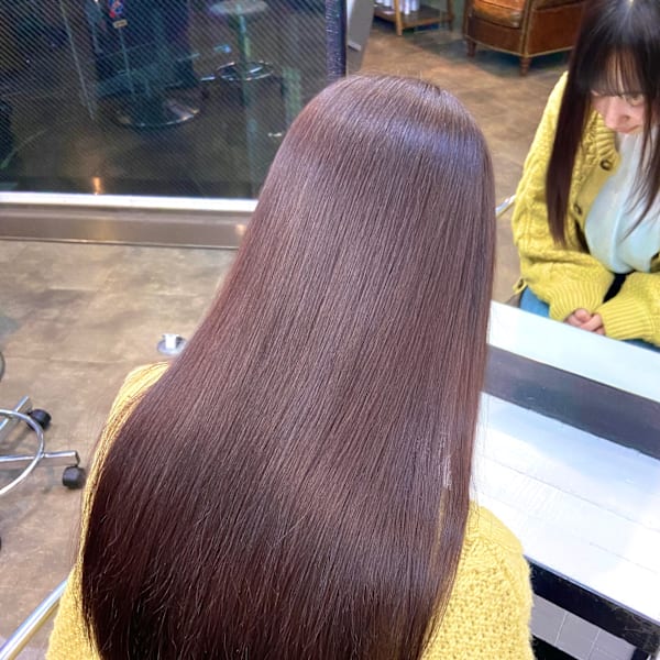 憧れの美髪へ。髪質改善ストレート×ワインレッド