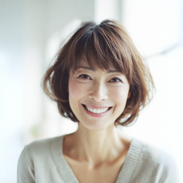 ４０代５０代◎白髪ぼかしハイライト夏カラー髪質改善ボブナチュ