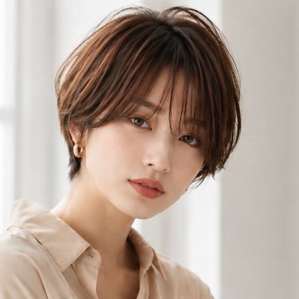 小顔シースルーハンサムショート