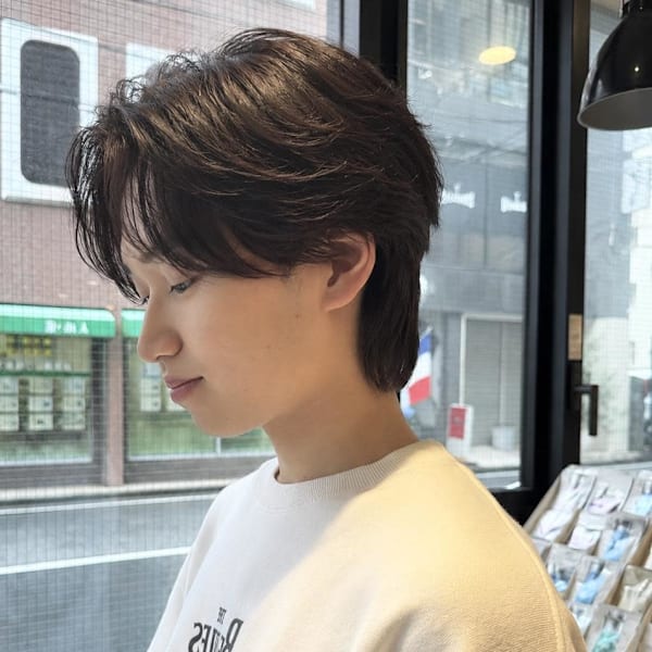 フェザーパーマ毛流れパーマセンターパートニュアンス眉カット