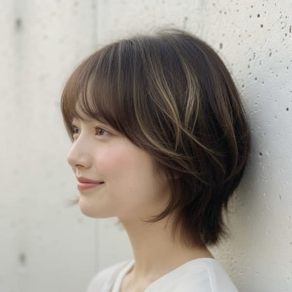 透明感ベージュ×動きが出る垢抜けウルフボブ