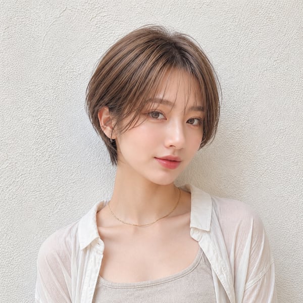 ハンサムショート ミルクブラウン 大人ショートヘア