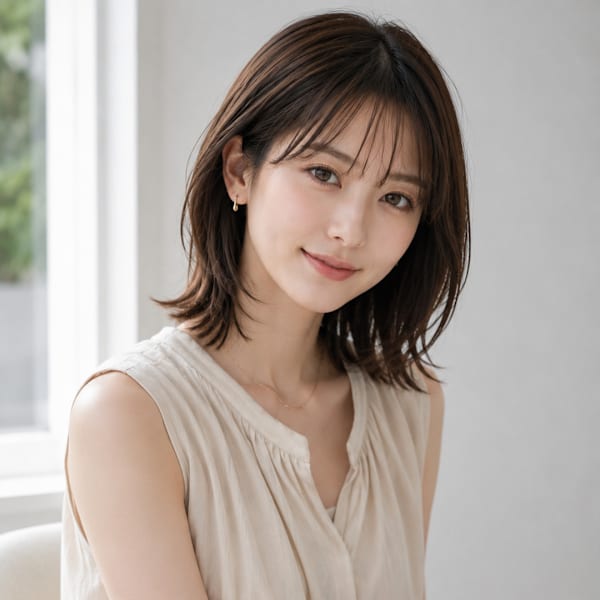 池袋 大人ミディ くびれミディ レイヤーカット シースルーバ