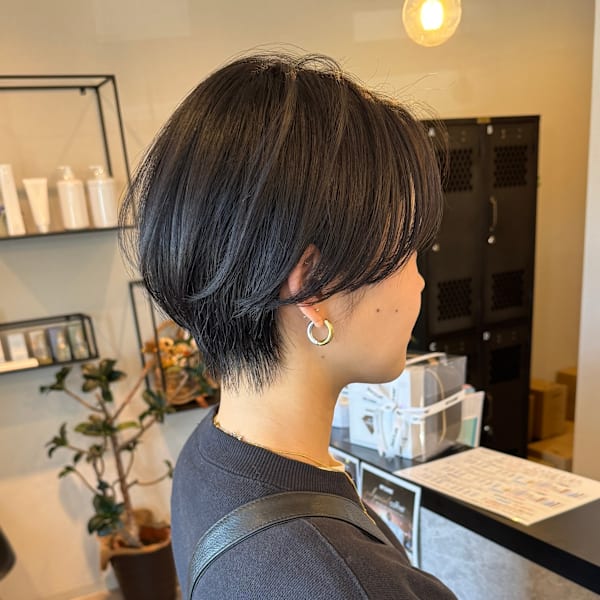 丸みショートボブハンサムショート大人可愛い20代30代40代
