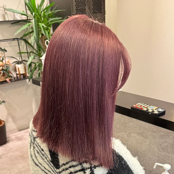 ラベンダーカラーカシスカラーケアブリーチカラーハイトーンボブ