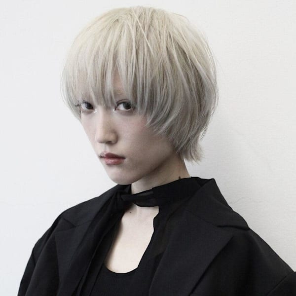 #ミルクティーブロンド#ダークブルー#ニュアンスウルフ#ボブ|KOKO 本八幡