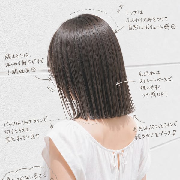 ツヤ髪ストレート切りっぱなしボブ