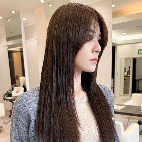 縮毛矯正ロング♪酸性ストレート髪質改善ココアベージュ