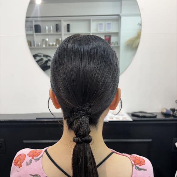 編み下ろしアレンジ/タイトヘアアレンジ/結婚式お呼ばれヘア