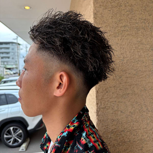 メッシュ×ツイストパーマ