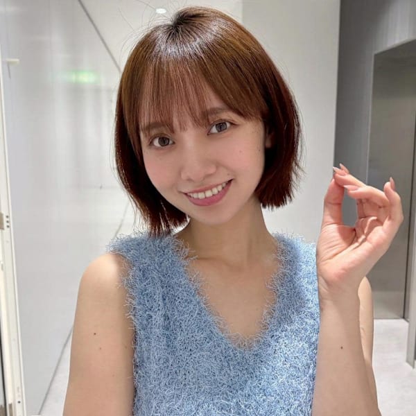 耳掛けボブ　切りっぱなしボブ　シースルーバング　艶髪|Euphoria 銀座本店 Smart Salon【ユーフォリア】