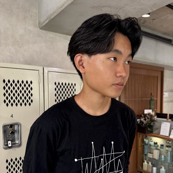 フェザーパーマ毛流れパーマセンターパートニュアンス眉カット
