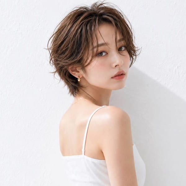 顔周りカット ベージュカラー 顔周りレイヤー 髪質改善|福岡 オーガニックカラー miroa