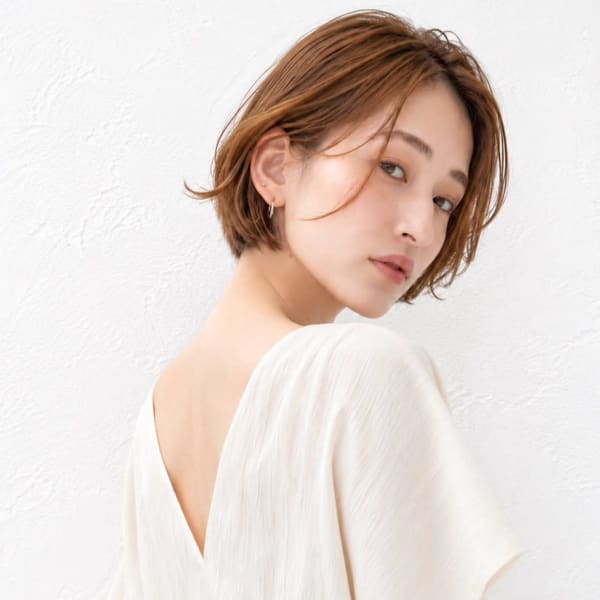 ベージュカラー 顔周りカット 髪質改善 顔周りレイヤー|福岡 オーガニックカラー miroa