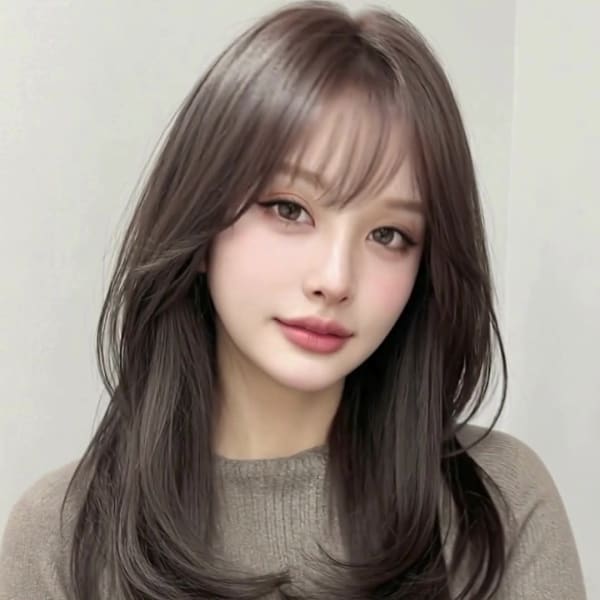 ダークアッシュブラウン小顔韓国巻きヨシンモリツーウェイバング