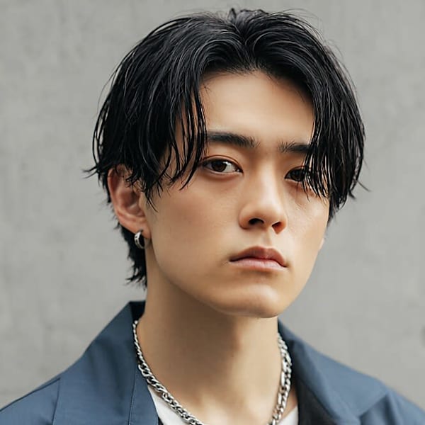 センターパート 韓国風ヘア ニュアンスパーマ カルマパーマ|Hair salon for Men idea