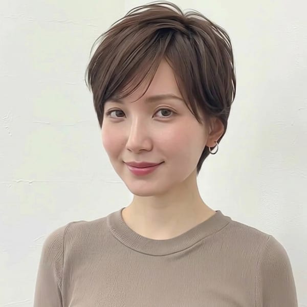モカブラウン大人かっこいいナチュラルショートハンサムショート