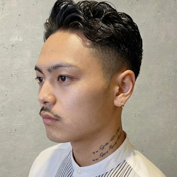 フェードパーマ  フェードメンズアップバング|@110 BARBER SHOP長浜店 メンズカット/フェード/眉毛/理容室
