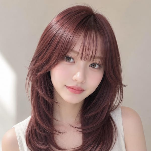 【ChaoMICHI yu-ka】カシスピンク 顔周りカット|岡山髪質改善美容室 hair studio Chao by MICHI 【ヘアースタジオチャオ】